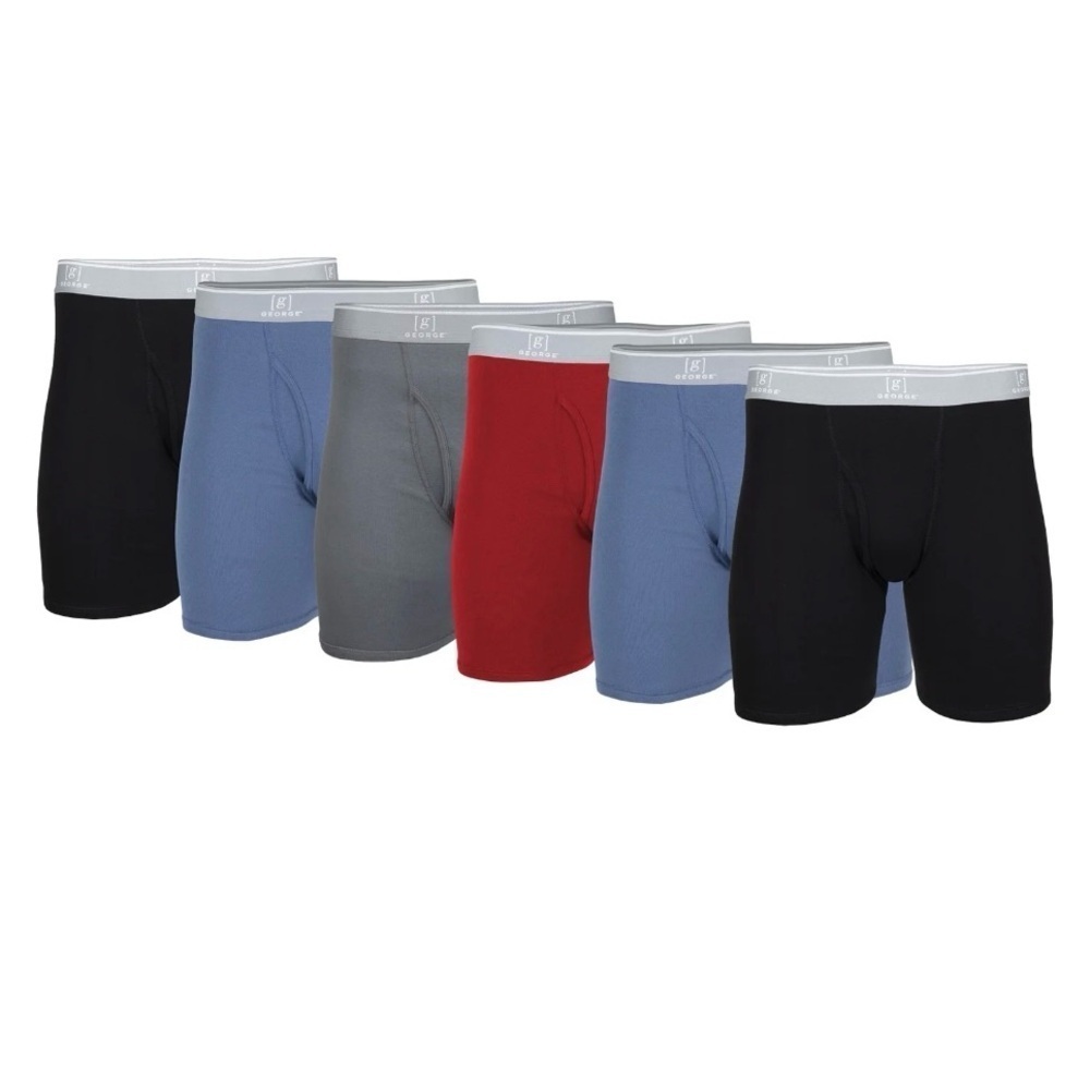 George Men's Regular Leg Boxer Briefs, 6-Pack